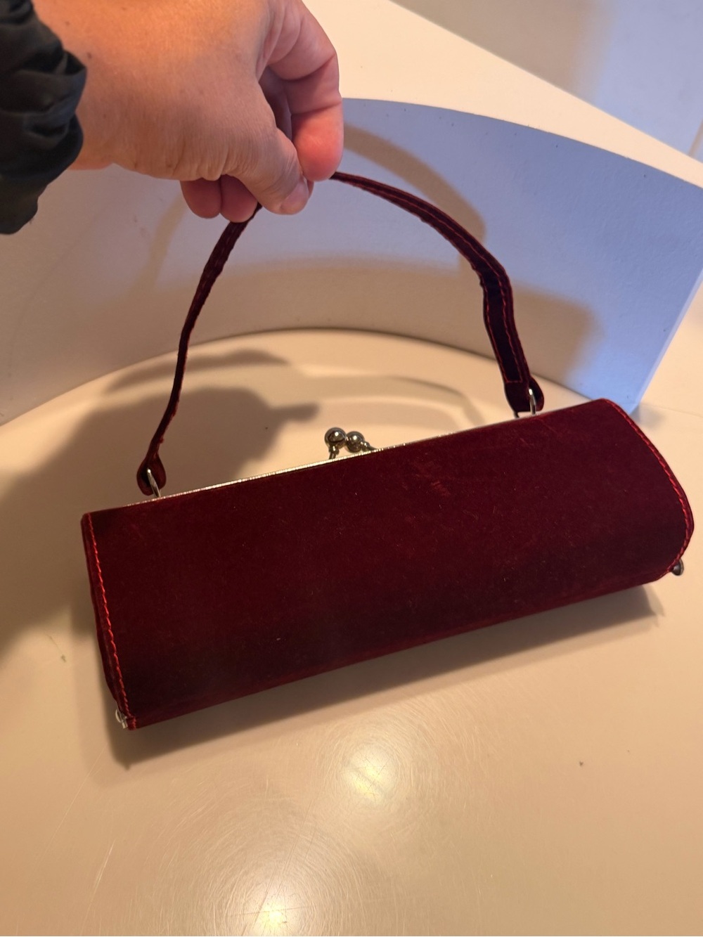Velvet Evening Clutch Wristlet in Deep Burgundy